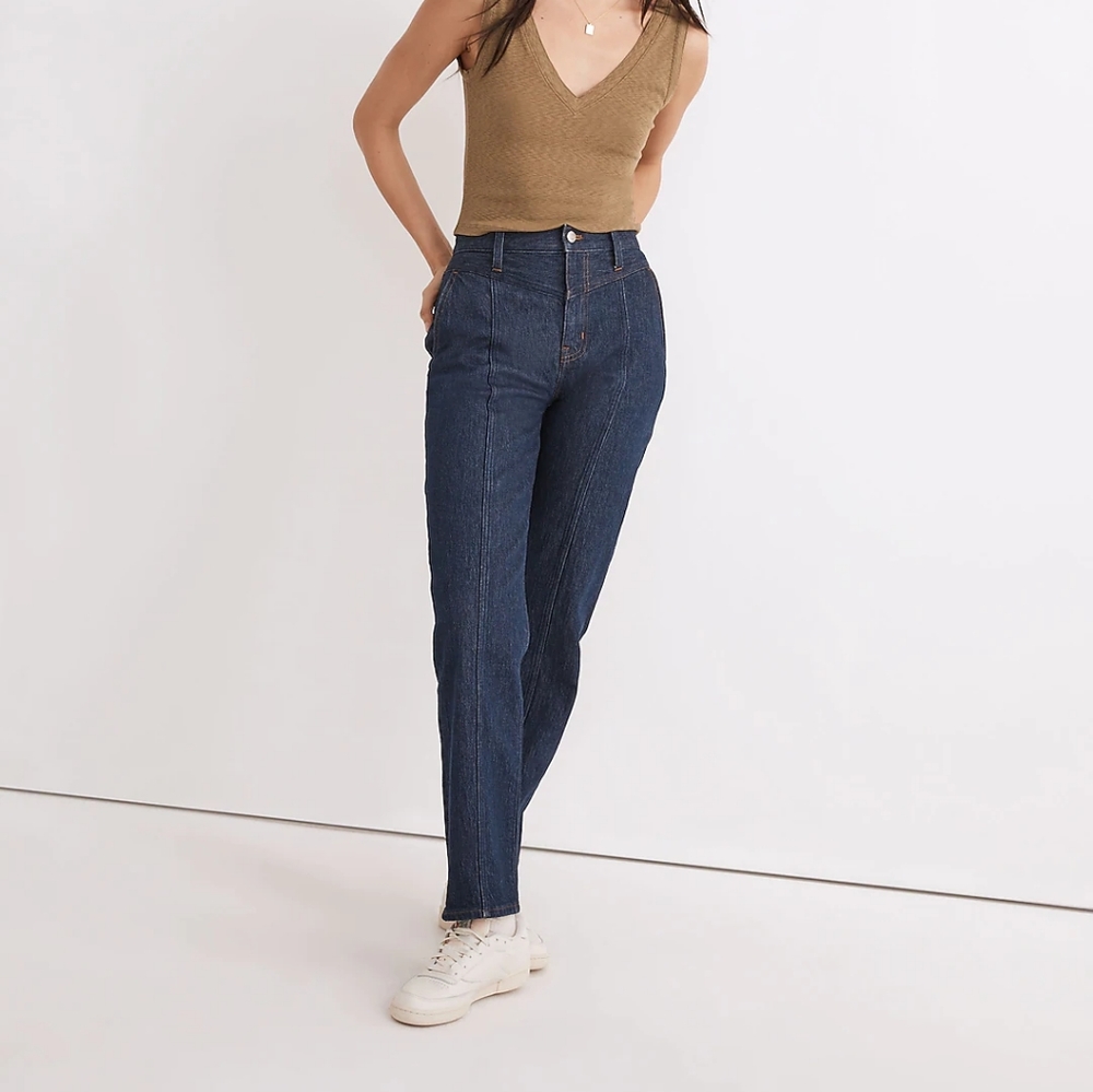 The Perfect Vintage Straight Jean Greenhaven Wash Seamed Version Dark Wash Denim